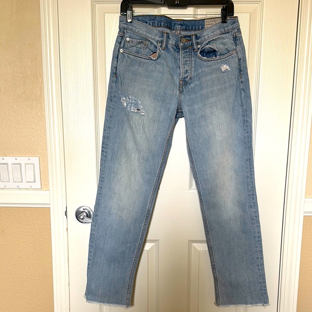 All Saints Light Blue Distressed Jeans